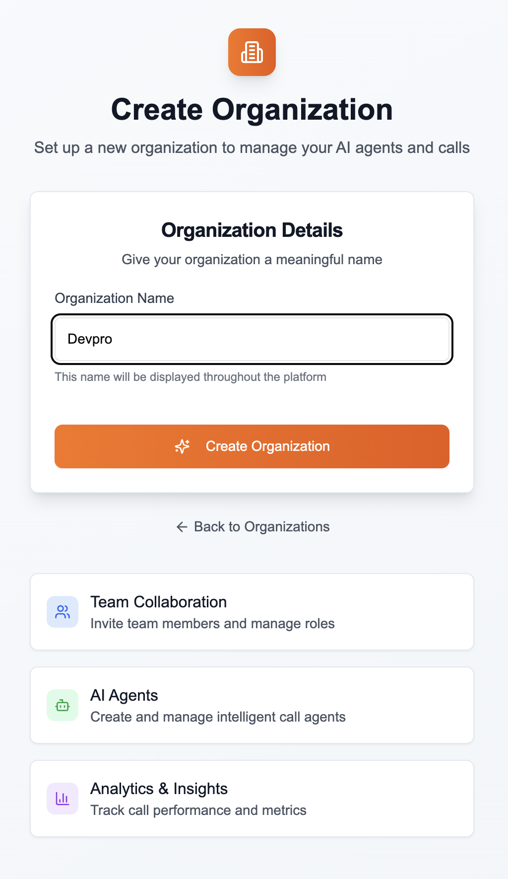 Create an organization